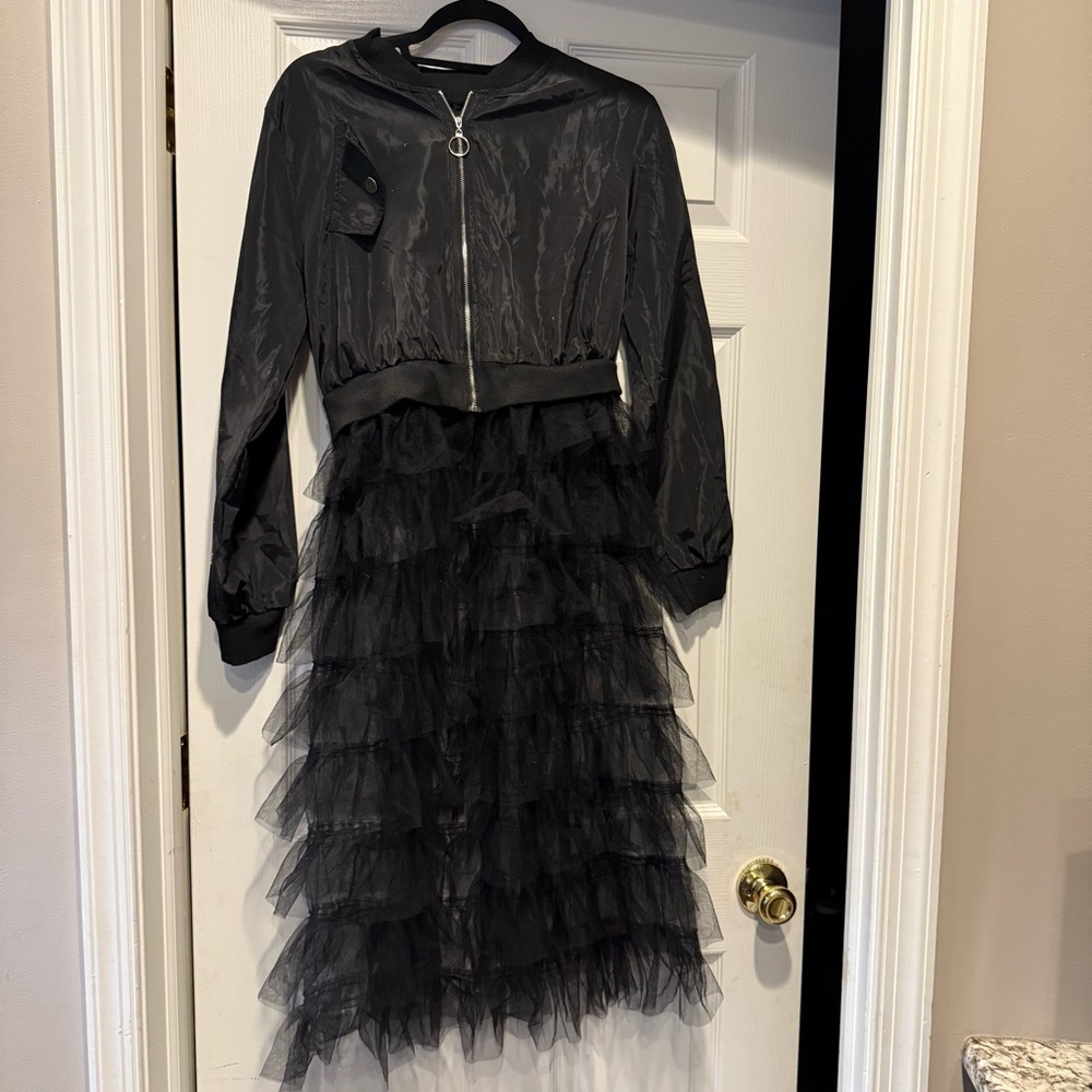 Black Ruffled Tulle Dress